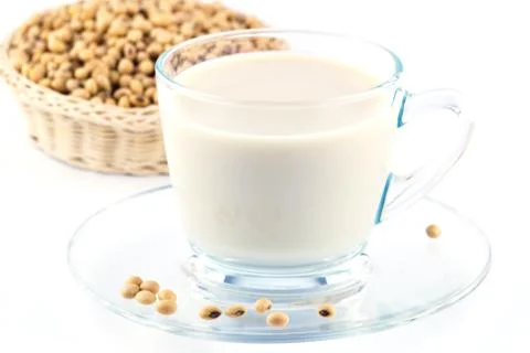 Soy milk with soy beans Stock Photos