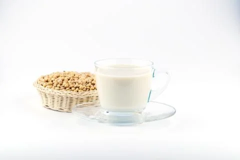 Soy milk with soy beans Stock Photos