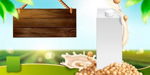 Soy milk template Stock Illustration