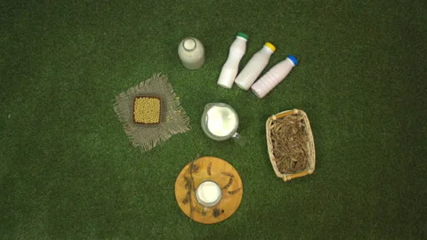 Soy milk. Top view. Видео 122587186