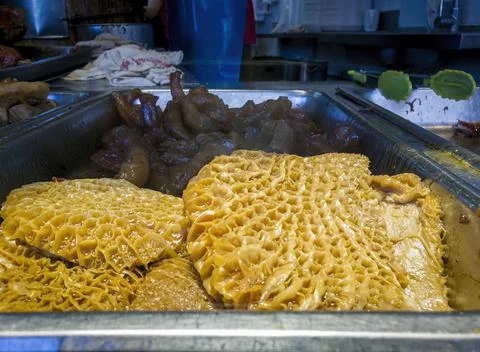 Soy sauce-based braised beef honeycomb tripe Stock Photos