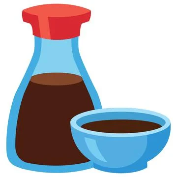 Soy sauce bottle and small dipping bowl Stock Illustration