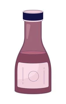 Soy sauce bottle with blank label 2D cartoon clip art Stock Illustration