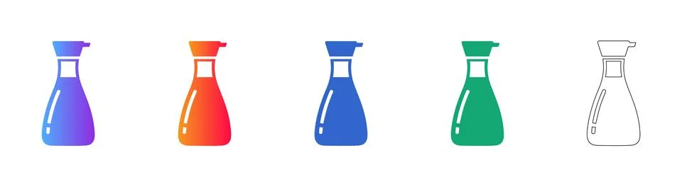 Soy Sauce Bottle Vector Icon Set Stock Illustration