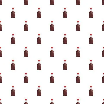 Soy sauce bottles repeating pattern on white background Stock Illustration
