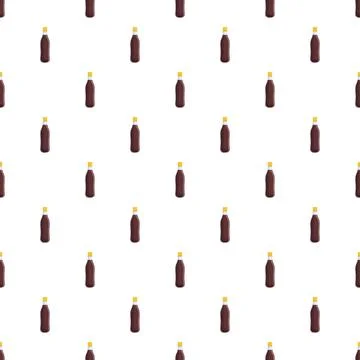 Soy sauce bottles repeating pattern on white background Stock Illustration