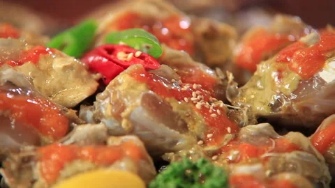 Soy Sauce Marinated Crab 1 Stock Footage 144922366