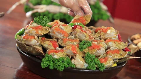 Soy Sauce Marinated Crab 9 Stock Footage 144922579