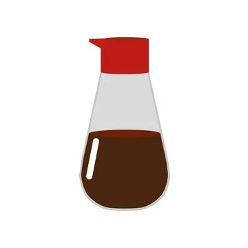 Soya sauce semi flat design. Vector modern illustration. Illustrazione stock