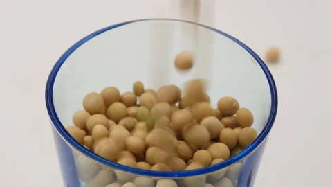Soybean Falling in a glass on white 库存影片 162608754