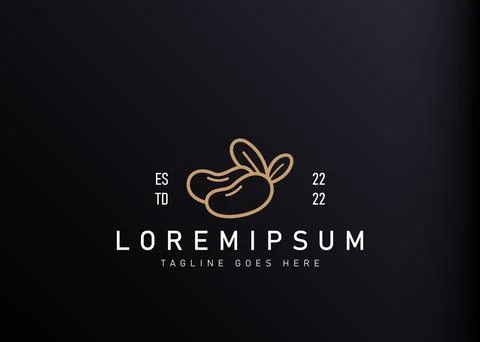 Soybean logo design. Vector illustration of two soybeans with leavesn icon de Stockillustratie