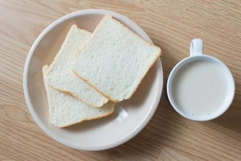 Soymilk and bread Stock Photos