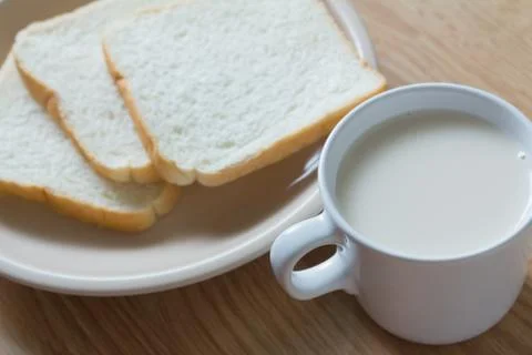 Soymilk and bread Stock Photos