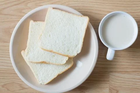 Soymilk and bread Stock Photos