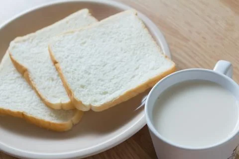 Soymilk and bread Stock Photos