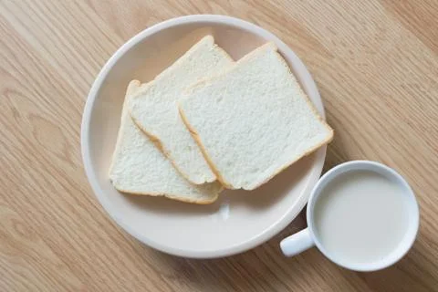 Soymilk and bread Stock Photos