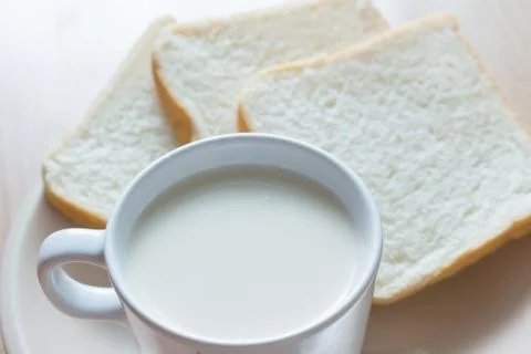 Soymilk and bread Stock Photos