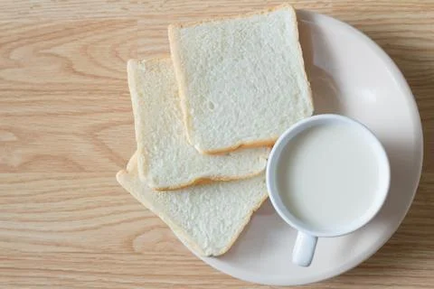Soymilk and bread Stock Photos