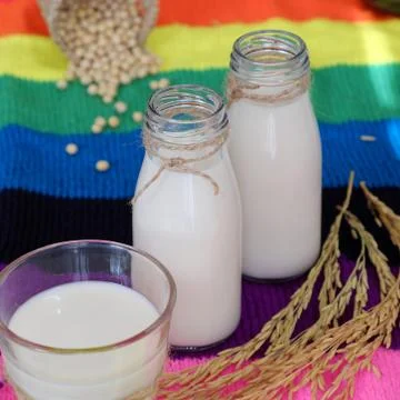 Soymilk for breakfast drink Stock Photos
