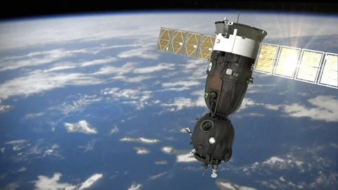 Soyuz in Orbit Moving From Right to Left - Real World 1 - 29.97 FPS Stock Footage 82916960