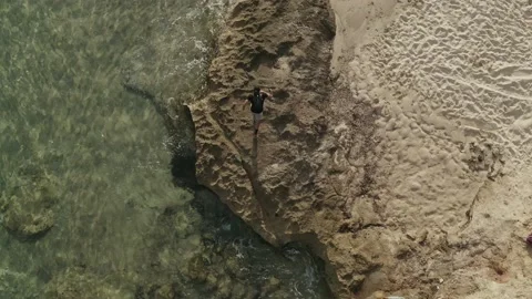 SP 0162 Drone Beach Top shot Push in DJI 0165 Stock Footage 169984395