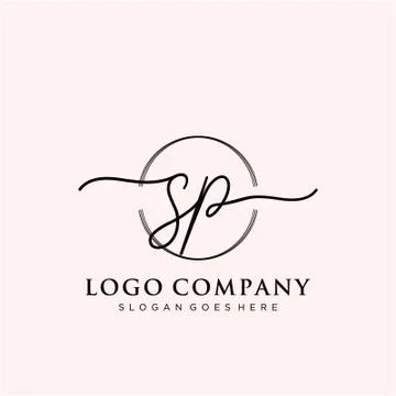SP Initial handwriting logo design Stock Illustration