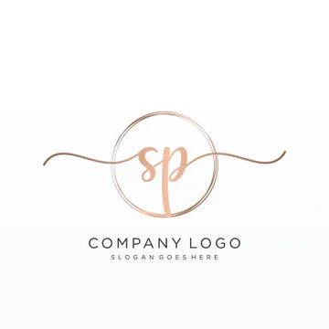 SP Initial handwriting logo design Illustrazione stock