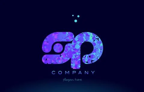 Sp s p bubble circle dots pink blue alphabet letter logo icon vector Stock Illustration