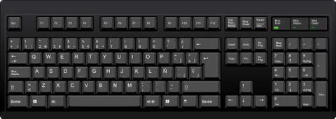 SP Spanish qwerty computer keyboard. Black color Stock Illustration