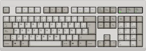SP Spanish qwerty computer keyboard. Grey color Stock Illustration