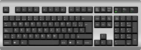 SP Spanish qwerty computer keyboard. Silver black color Stock Illustration