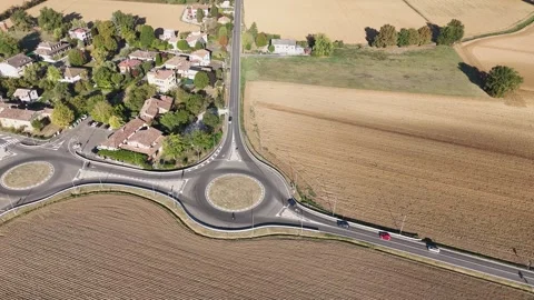 SP12 SP31 Double Roundabout and Fields, Castelnuovo Fogliani, Alseno Video stock 348328601