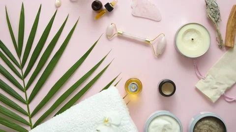 Spa and body care composition. Wellness and beauty treatment Stock Footage 133878900