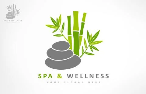 Spa and wellness logo vector. Bamboo and stones for spa design. Stock Illustration
