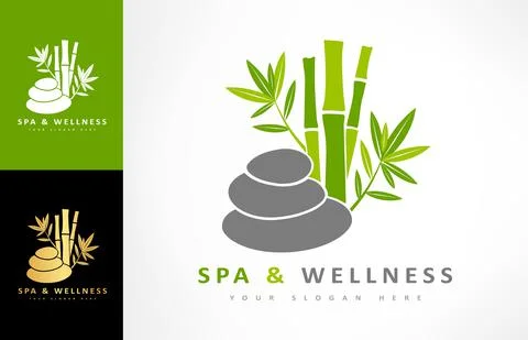Spa and wellness logo vector. Bamboo and stones for spa design. Stock Illustration