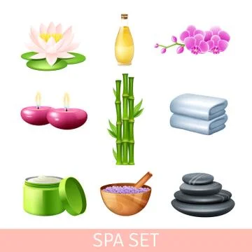 Spa And Wellness Set 스톡 일러스트