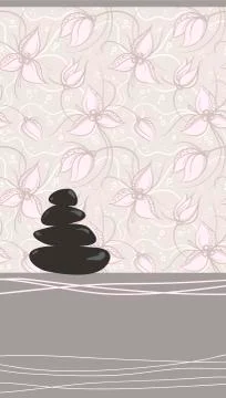 Spa background of black pebble decorated with flowers Stock Illustration