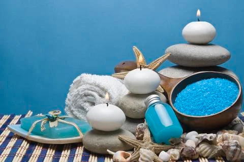 Spa background in blue. Stock Photos