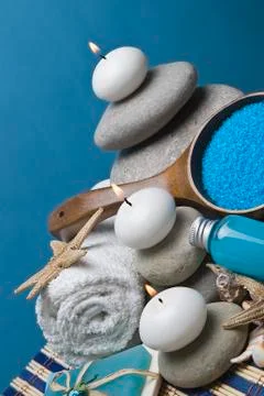 Spa background in blue. Stock Photos