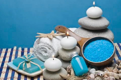 Spa background in blue. Stock Photos