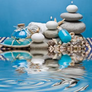 Spa background in blue. Stock Photos