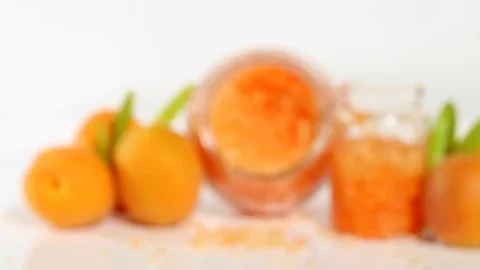 Spa bath set with apricot extract. Stock Footage 81039405