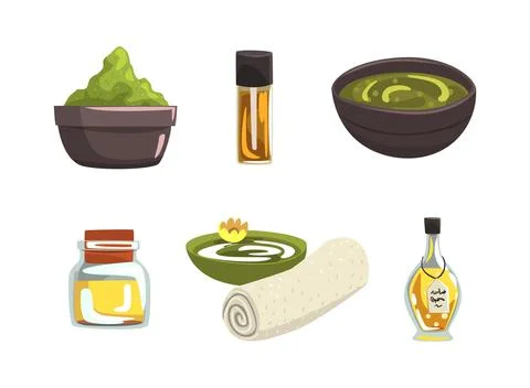 Spa, beauty and care objects set. Cosmetic beauty natural products vector Stock Illustration