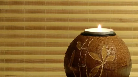 Spa-Candle on Wood Background Stock Footage 59764174