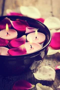 Spa candles Stock-Fotos