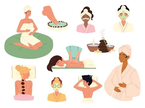 Spa center set Stock Illustration