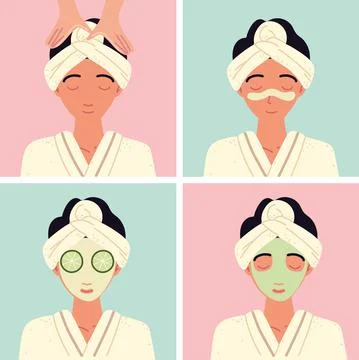 Spa center set Stock Illustration