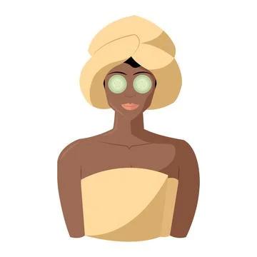 Spa client with cucumber mask. Vector Stock Illustration