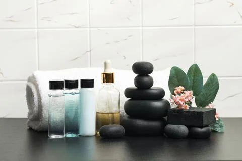 Spa composition on bathroom  background - Image Stock Photos