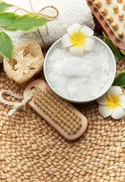 Spa composition promoting relaxation and self care with natural elements fo.. Stock Photos
